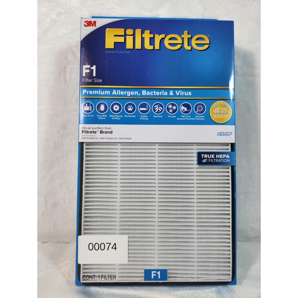 Filtrete F1 True HEPA Room Air Purifier Filter Premium Allergen Bacteria Virus - Picture 5 of 6